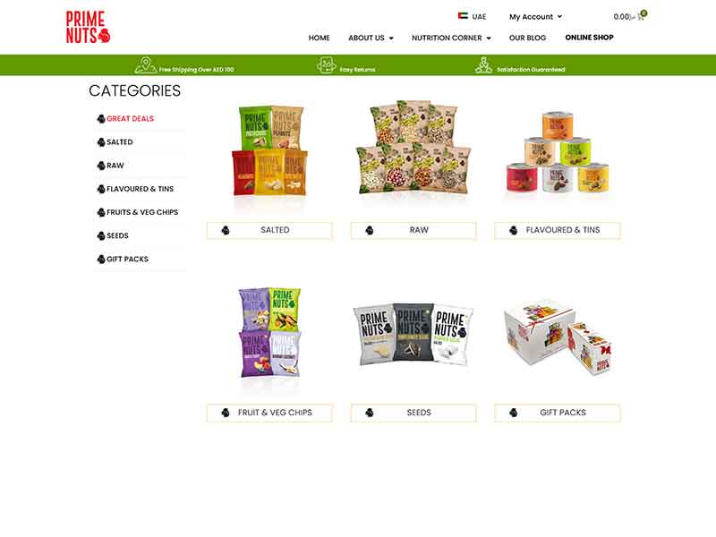 Prime Nuts - Infobahn E-commerce Website Work