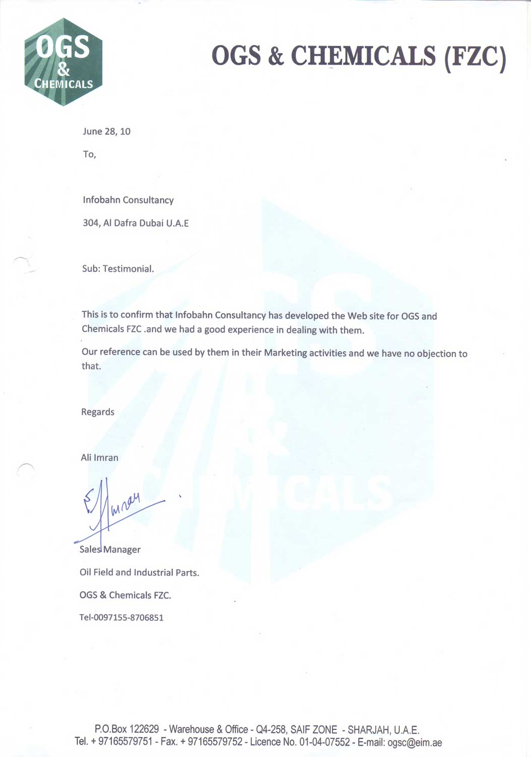 Client Testimonial | Infobahn Valued Clients